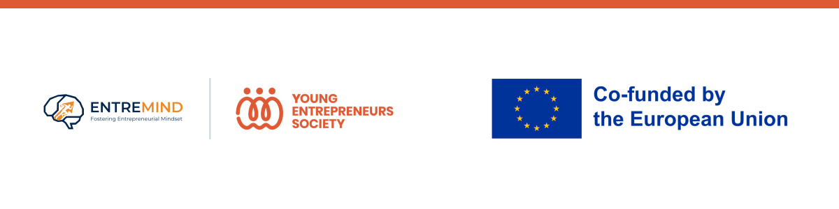 Logos of ENTREMIND and Young Entrepreneurs Society, and the emblem of the European Union with the words Co-funded by the European Union